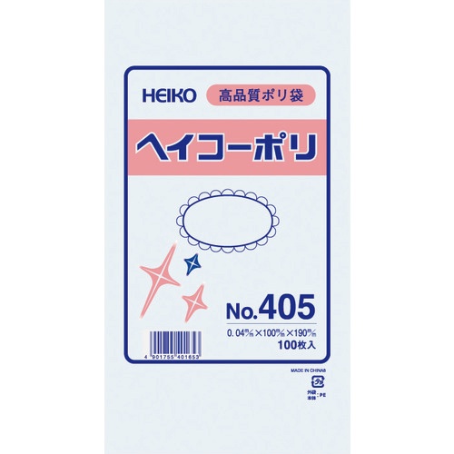 シモジマ　ＨＥＩＫＯ　ポリ規格袋　ヘイコーポリ　Ｎｏ．４０５　紐なし　００６６１７５００　１袋（１００枚）1