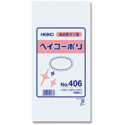 シモジマ　ＨＥＩＫＯ　ポリ規格袋　ヘイコーポリ　Ｎｏ．４０６　紐なし　００６６１７６００　１袋（１００枚）1