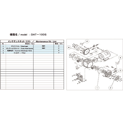 アルバック　ＤＡＴ－１００Ｓ用メンテナンスキット　ＤＡＴ－１００Ｓ　ＭＡＩＮＴＥＮＡＮＣＥＫＩＴ　１式1