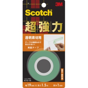 ３Ｍ　スコッチ　超強力両面テープ透明素材用　１９ｍｍ×１．５ｍ　ＫＴＤ－１９　１個1