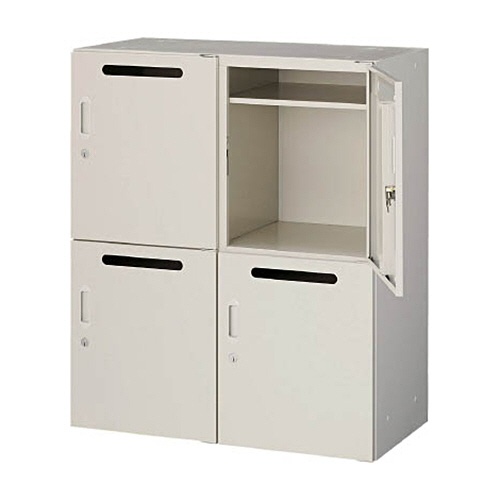 ＴＲＵＳＣＯ　Ｕ型壁面書庫　片開パーソナル２列２段　投入口付　高さ１０５０　ホワイト　ＵＬＰＷ－１１　１台1