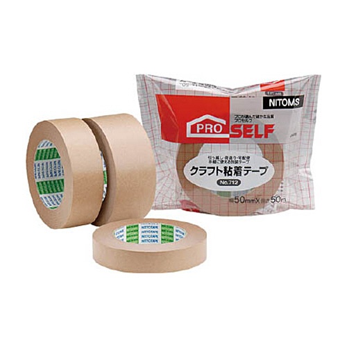 ニトムズ　クラフト粘着テープ　Ｎｏ．７１２（ピロー）　３８ｍｍ×５０ｍ　Ｊ４０２０　１巻1