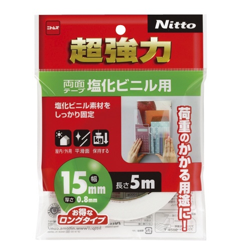 ニトムズ　超強力両面テープ　塩化ビニル用　１５ｍｍ×５ｍ　Ｔ４５８２　１巻1