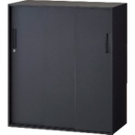 ＴＲＵＳＣＯ　壁面書庫　Ｃａｌｍａｔｉｏ　３枚引戸型　下置き専用　幅９００×奥行４５０×高さ１０３０ｍｍ　サテンブラック　ＴＣＬＳＳ－ＢＫ－１１　１台