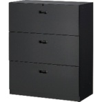 TRUSCO ユニット型壁面書庫 ラテラルキャビネット3段 幅900×奥行450×高さ1110mm アジャスター付 ブラック UABK-11B 1台