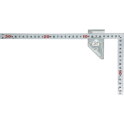 シンワ測定　曲尺平ぴた　シルバー３０ｃｍ　表裏同目　曲尺用ストッパー金属製付ＪＩＳ　１２４８３　１本1