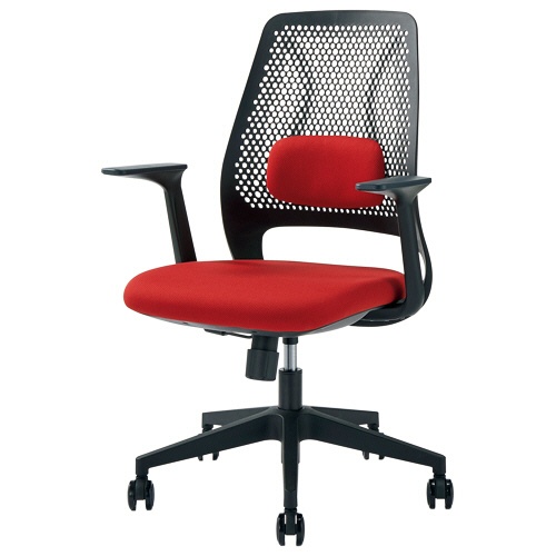 ＡＫＩＲＡ　ＯＣ－３００チェア　肘付　本体：ブラック　座：レッド　ＯＣ－３００ＡＲＭ－ＲＤＢＫ　１脚1