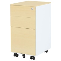 ネットフォース 3段スリムワゴン 木目 シリンダー錠 幅300×奥行430×高さ600mm ホワイト×ナチュラル ESW-S3-C-TW-NAWH 1台