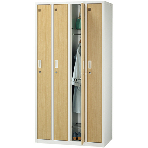 たのめーる】アスト 木目調スチールロッカー 4人用 ボルトレス