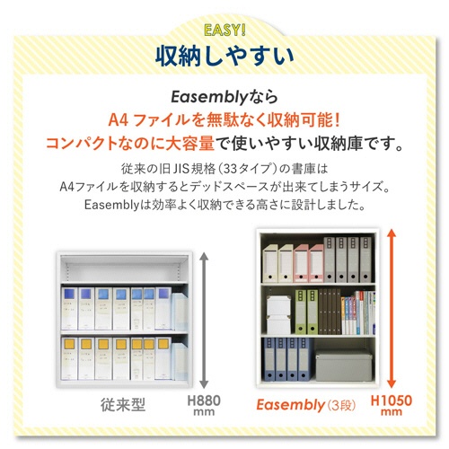 ネットフォース　イーセンブリー　システム収納庫　両開き　３段　シリンダー錠　幅８００×奥行４００×高さ１０５０ｍｍ　ホワイト　ＥＡ－８０４０－３Ｒ－ＴＷ－ＷＨ　１台3