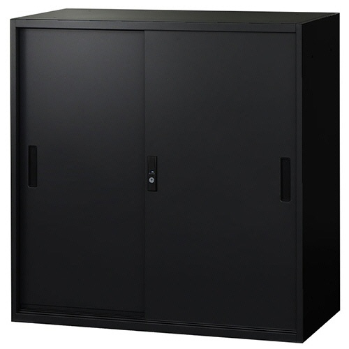 ネットフォース　イーセンブリー　８８４０書庫　引戸書庫　シリンダー錠　３段　幅８８０×奥行４００×高さ８８０ｍｍ　ブラック　ＥＡ－８８４０－３Ｈ－ＴＷ－ＢＫ　１台1
