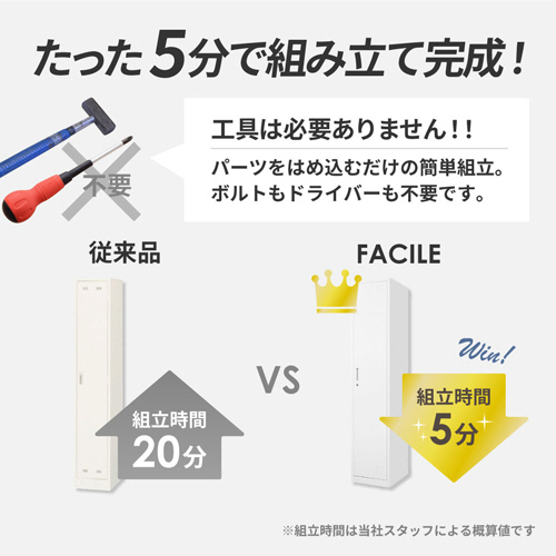 FACILE 2人用スリムロッカー ホワイト たのめーる】ネットフォース FACILE(ファシル) 2人用スリム