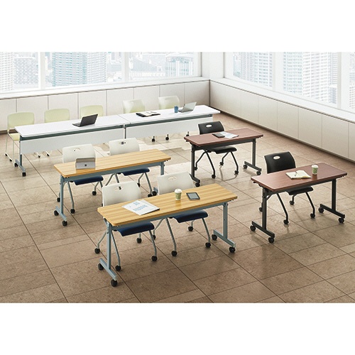 ネットフォース　ＧＯＯＬＯＯ（グールー）　フォールディングテーブル　幕板付　１５００×４５０×７００ｍｍ　ブラック／ウォールナット　ＧＬＦ－１５４５Ｍ－ＴＷ－ＢＫＷＮ　１台9