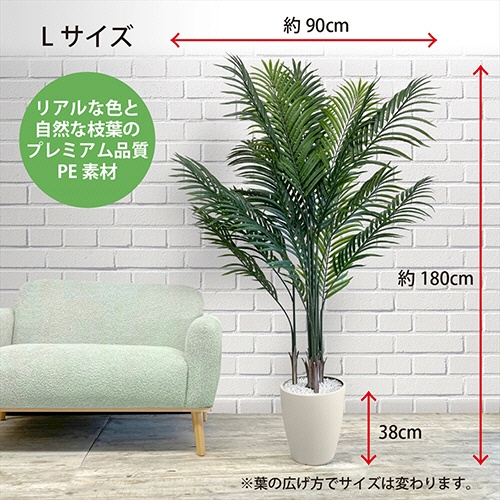 アーバン　フェイクグリーン　アレカヤシ　高さ１８００ｍｍ　鉢色：アイボリー　ＡＲＥ－１８０ＩＶ　１台3