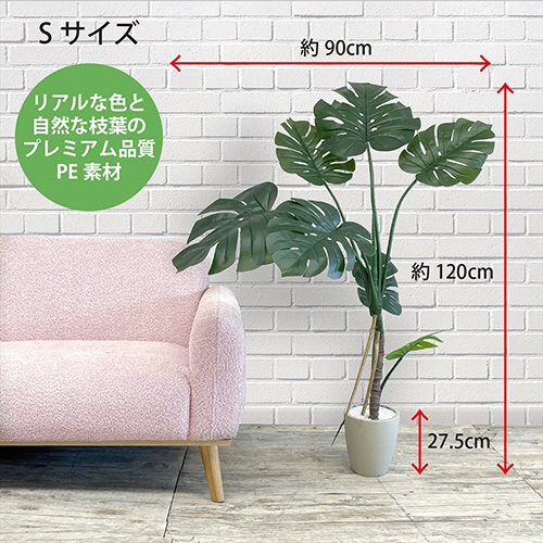 アーバン　フェイクグリーン　モンステラ　高さ１２００ｍｍ　鉢色：アイボリー　ＭＯＮ－１２０ＩＶ　１台3