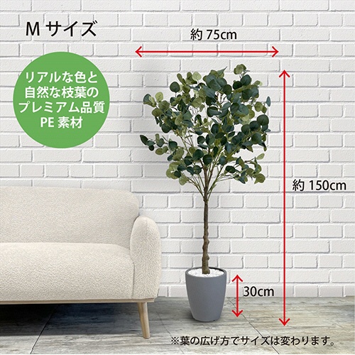 アーバン　フェイクグリーン　ユーカリ　高さ１５００ｍｍ　鉢色：アイボリー　ＥＵＰ－１５０ＩＶ　１台3