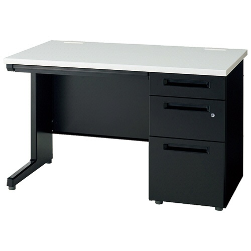 エランサ　オフィスデスク　片袖机　幅１２００×奥行７００×高さ７２０ｍｍ　本体：ブラック　天板：ホワイト　（お客様組立）　ＤＬ－Ｍ１２７Ｓ－ＢＷ　１台1