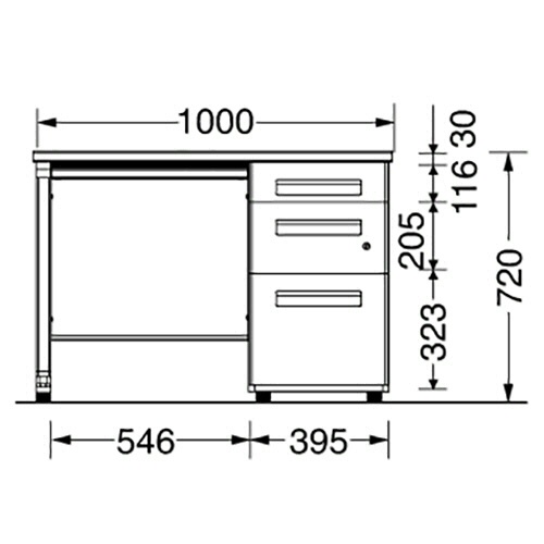 エランサ　オフィスデスク　片袖机　幅１０００×奥行７００×高さ７２０ｍｍ　本体：ホワイト　天板：アッシュブラウン　（組立設置込）　ＤＬ－Ｍ１０７Ｓ－ＷＭ　１台2