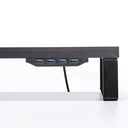 サンワサプライ　ＵＳＢハブ付モニター台（ＵＳＢ　Ａポート×４）　幅６００×奥行２４０×高さ８６ｍｍ　ブラック　ＭＲ－ＬＣ２１５ＢＫ　１台5