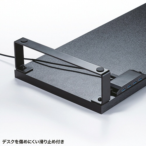 サンワサプライ　ＵＳＢハブ付モニター台（ＵＳＢ　Ａポート×４）　幅６００×奥行２４０×高さ８６ｍｍ　ブラック　ＭＲ－ＬＣ２１５ＢＫ　１台8
