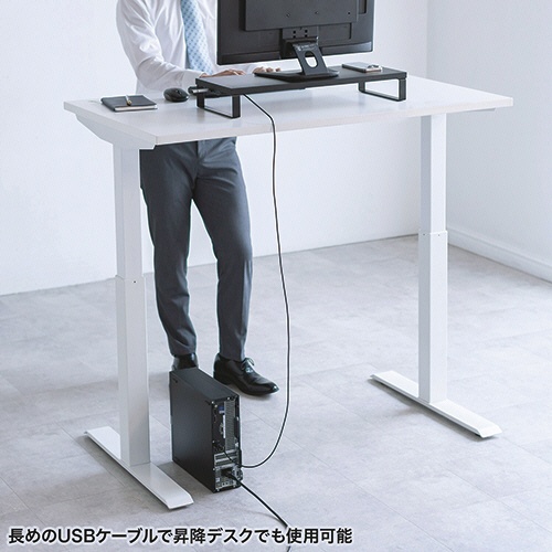 サンワサプライ　ＵＳＢハブ付モニター台（ＵＳＢ　Ａポート×４）　幅６００×奥行２４０×高さ８６ｍｍ　ブラック　ＭＲ－ＬＣ２１５ＢＫ　１台9