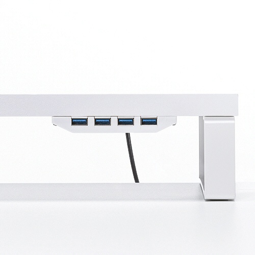 サンワサプライ　ＵＳＢハブ付モニター台（ＵＳＢ　Ａポート×４）　幅６００×奥行２４０×高さ８６ｍｍ　ホワイト　ＭＲ－ＬＣ２１５Ｗ　１台5