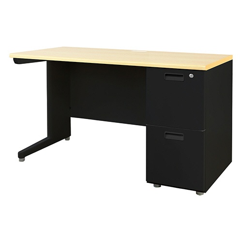 ネットフォース　ＮＵＴＳ　片袖机　袖２段　１２００×６００×７００ｍｍ　本体・袖箱：ブラック　天板：ナチュラル　ＬＫＤ－１２６Ｂ－ＴＷ－ＮＡＢＫ－２　１台1