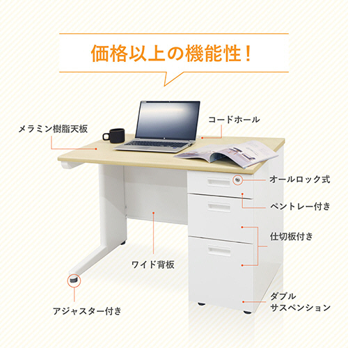 のう 福島県北部 引き取り限定 デスク×2、他まとめ売り たのめーる】ネットフォース NUTS 片袖机 袖2段 1200×600×700mm