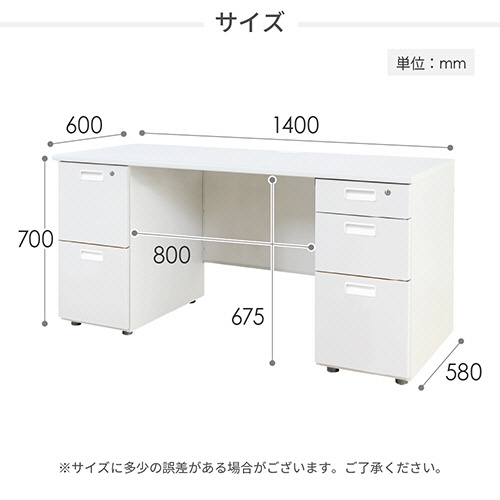 ネットフォース　ＮＵＴＳ　両袖机　袖３段・３段　１４００×６００×７００ｍｍ　本体ブラック　天板ナチュラル　袖箱ダークブラウン　ＬＲＤ－１４６Ｂ－Ｃ－ＴＷ－ＮＡＤＢＲ－３３　１台2