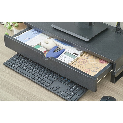 ＣＯＭ　ＳＴＹＬＩＮＧ　コンセント付モニターラック　引き出し付　幅５６０×高さ１３０ｍｍ　ホワイト　ＭＲＤ－０１ＢＫ　１台3