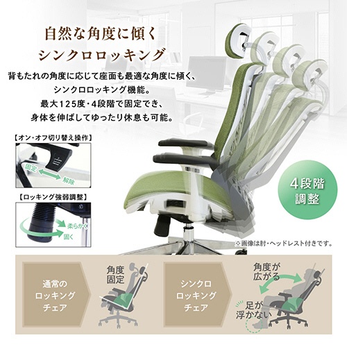 ネットフォース　Ｗｅｌｌｂｅ（ウェルビー）チェア　ファブリックタイプ　肘・ヘッドレスト付　ストーングレー　ＷＬＢ－２ＡＨ－ＴＷ－ＧＹ　１脚5
