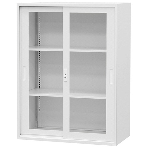 ネットフォース　イーセンブリー　８８４０書庫　引戸書庫（アクリル扉）　シリンダー錠　３段　Ｗ８８０×Ｄ４００×Ｈ１１１０ｍｍ　ホワイト　ＥＡ－８８４０Ｈ－３ＨＡ－ＴＷ－ＷＨ　１台1