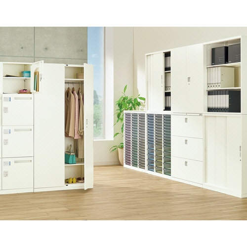 オカムラ　レクトライン　クリスタルケース　下置き専用　ベース付　Ａ４深型　幅９００×奥行４５０×高さ１１００ｍｍ　ネオホワイト　４Ｂ０３ＡＤ－ＺＡ７５　１台2