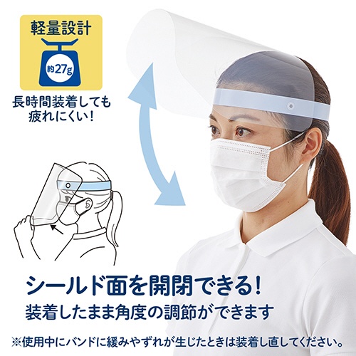 プラス　かんたん装着　フェイスシールド　ブルー　ＦＧ－０１３－１０Ｐ　１パック（１０枚）4