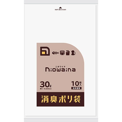 日本サニパック　ニオワイナ消臭袋　白半透明　３０Ｌ　０．０２５ｍｍ　ＳＳ３０　１パック（１０枚）1