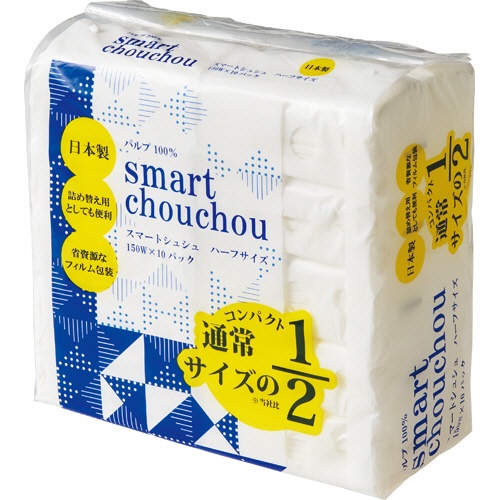 イデシギョー　ティッシュペーパー　スマートシュシュ１／２　１５０組／個　１パック（１０個）1