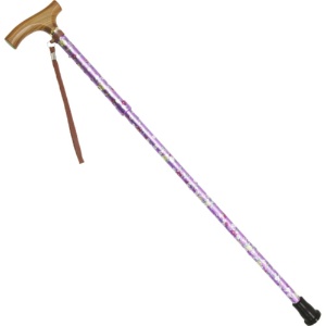 オオサキメディカル　プラスハート　すべりにくい杖　伸縮折りたたみ式　紫花柄　１本2
