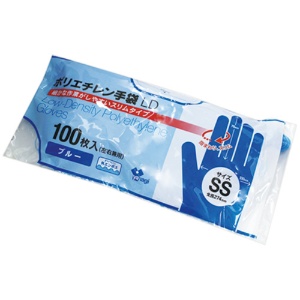 やなぎプロダクツ　ポリエチレン手袋ＬＤ　ブルー　ＳＳ　ＴＢ－１５９　１パック（１００枚）1