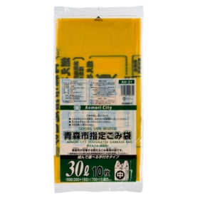 ジャパックス　青森市　可燃用ごみ袋　手付き　黄色半透明　３０Ｌ（中）　ＡＭ－３１　１パック（１０枚）