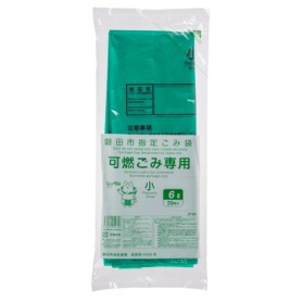 コア　磐田市　ごみ袋　可燃　手付き　緑　６Ｌ（小）　ＺＦ００１　１パック（２０枚）