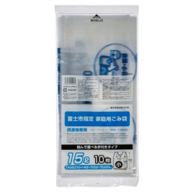 コア　富士市　指定ごみ袋　資源　手付き　透明　１５Ｌ（小）　ＺＧ０１４　１パック（１０枚）