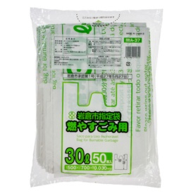 ジャパックス　岩倉市　指定ごみ袋　可燃　手付き　乳白色半透明　３０Ｌ　ＩＷＡ－３７　１パック（５０枚）