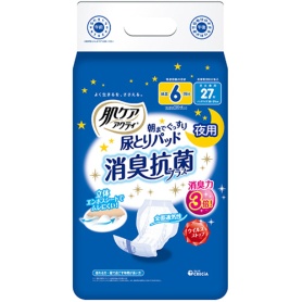 日本製紙クレシア　肌ケアアクティ　朝までぐっすり尿とりパッド　消臭抗菌プラス　６回分吸収　１パック（２７枚）