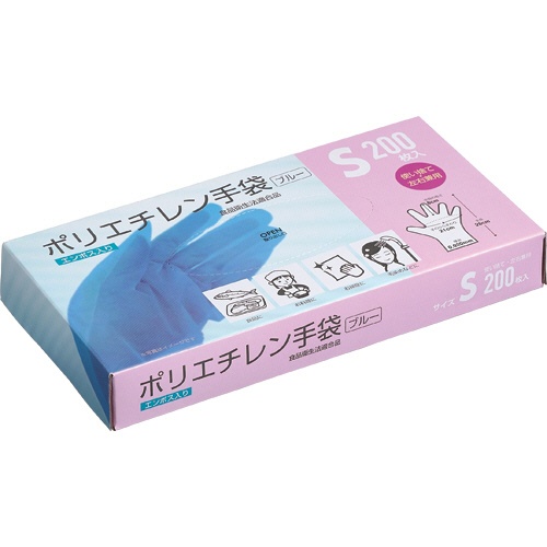クラフトマン　ポリエチレン手袋　Ｓ　ブルー　ＰＧＨＫ－０４　１パック（２００枚）1