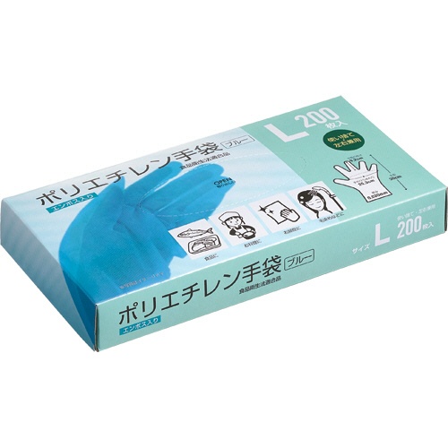 クラフトマン　ポリエチレン手袋　Ｌ　ブルー　ＰＧＨＫ－０６　１パック（２００枚）1
