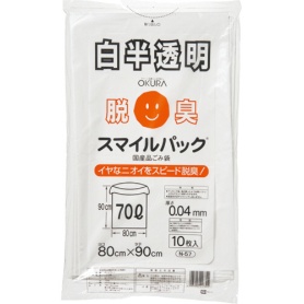 大倉工業　スマイルパック　脱臭ごみ袋　７０Ｌ　白半透明　Ｎ－５７　１パック（１０枚）