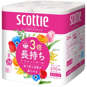 日本製紙クレシア　スコッティ　フラワーパック　３倍長持ち　ダブル　芯あり　７５ｍ　香り付き　１パック（８ロール）2