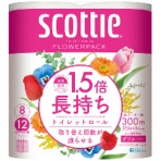 日本製紙クレシア　スコッティ　フラワーパック　１．５倍長持ち　ダブル　芯あり　３７．５ｍ　香り付き