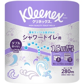 日本製紙クレシア　クリネックスコンパクト　長持ちシャワートイレ用　ダブル　芯あり　３５ｍ　１パック（８ロール）