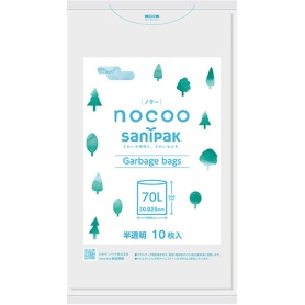 日本サニパック　ｎｏｃｏｏ　環境配慮型ポリ袋　半透明　７０Ｌ　０．０２５ｍｍ　ＣＮ７１　１パック（１０枚）